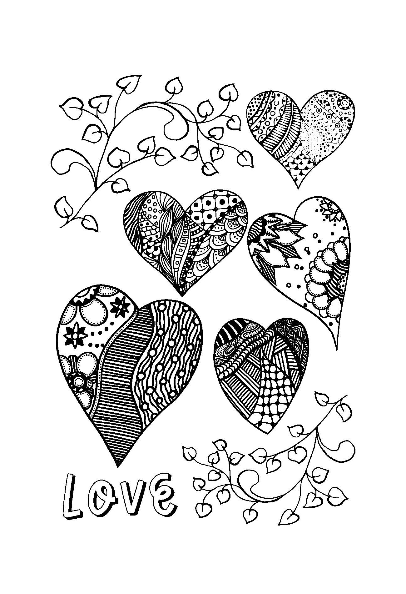 Love Colouring Page - Digital Download